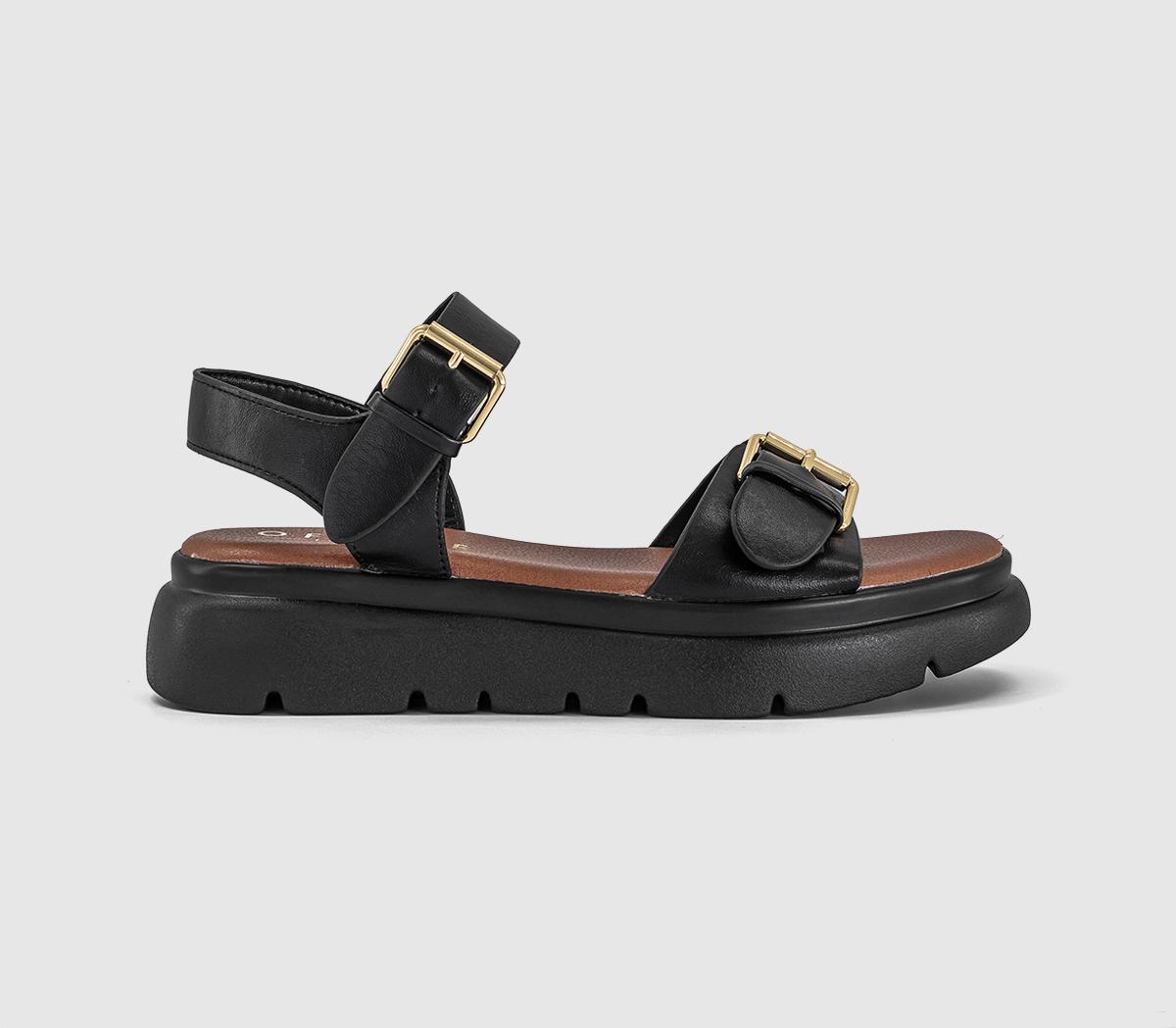 OFFICESage Buckle Detail Platform SandalsBlack