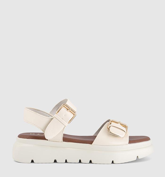 OFFICE Sage Buckle Detail Platform Sandals White