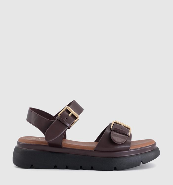 OFFICE Sage Buckle Detail Platform Sandals Brown