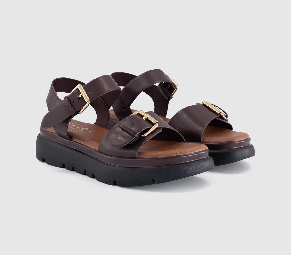 OFFICESage Buckle Detail Platform SandalsBrown