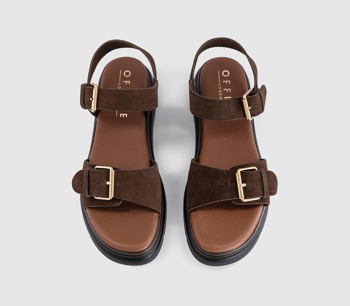 OFFICESage Buckle Detail Platform SandalsBrown Suede