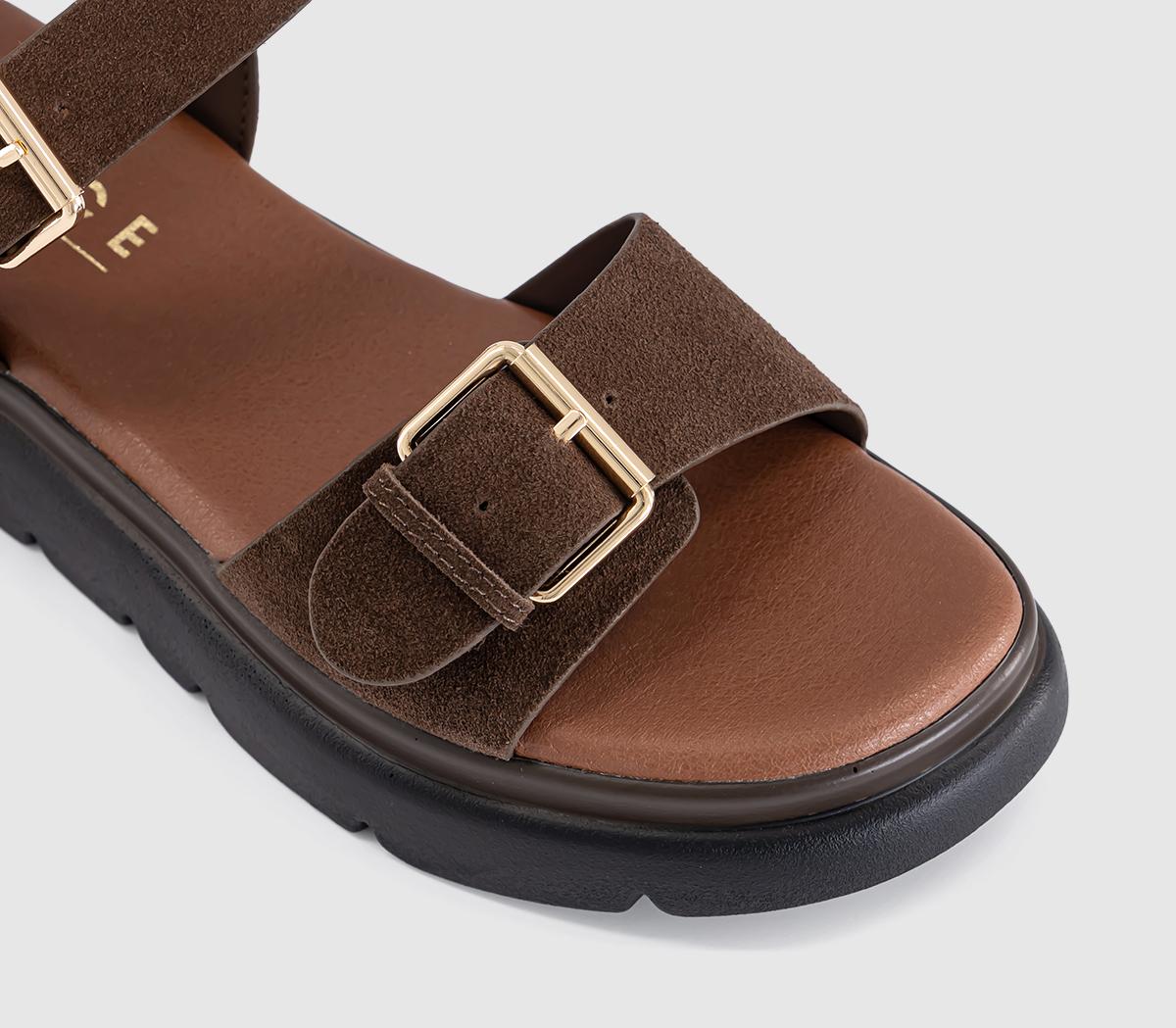 OFFICESage Buckle Detail Platform SandalsBrown Suede