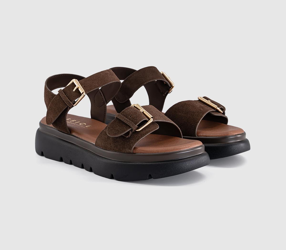 OFFICESage Buckle Detail Platform SandalsBrown Suede