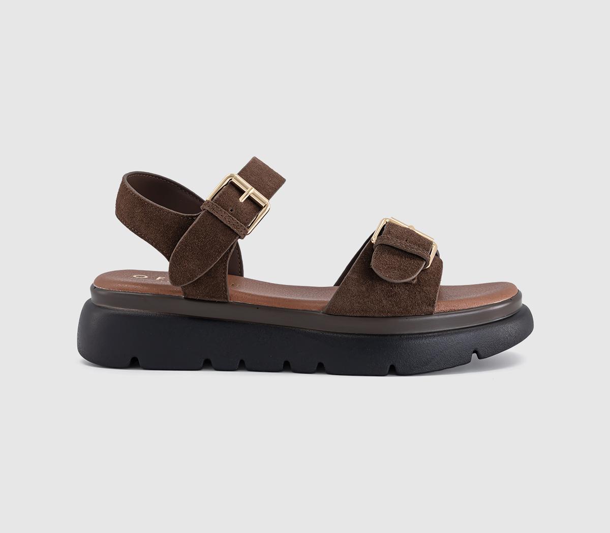 OFFICE Womens Sage Buckle Detail Platform Sandals Brown Suede, 6