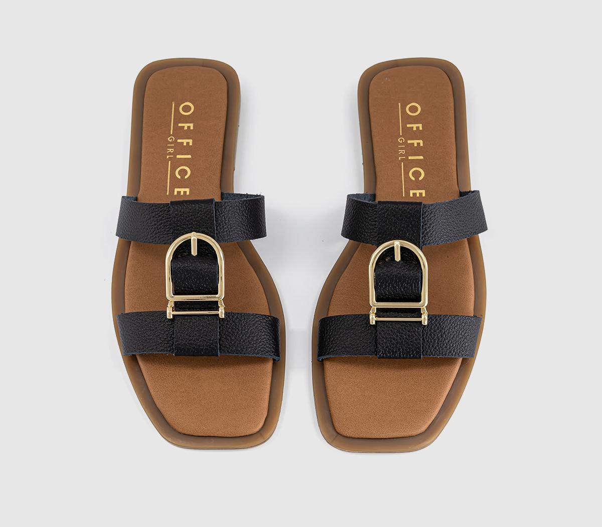 OFFICESantana Belt Detail SlidersBlack Leather