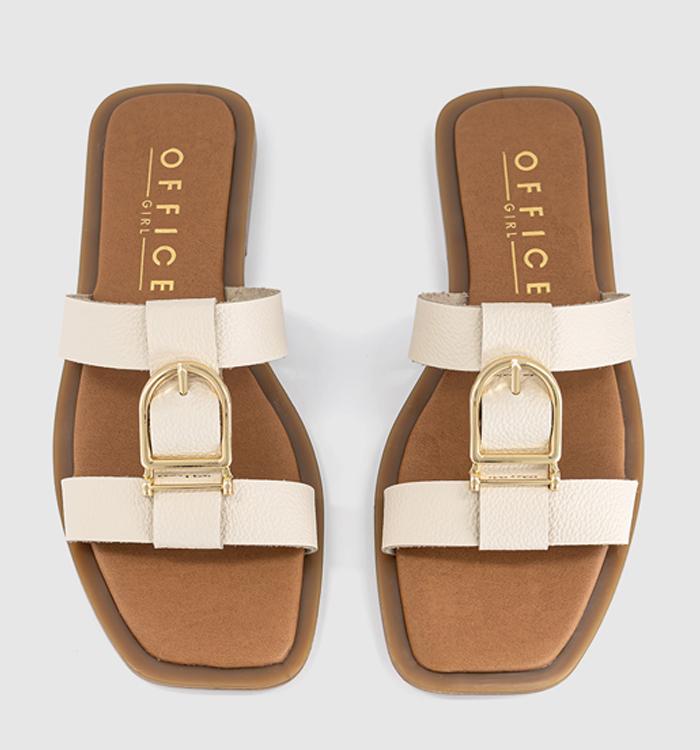 OFFICE Santana Belt Detail Sliders Off White