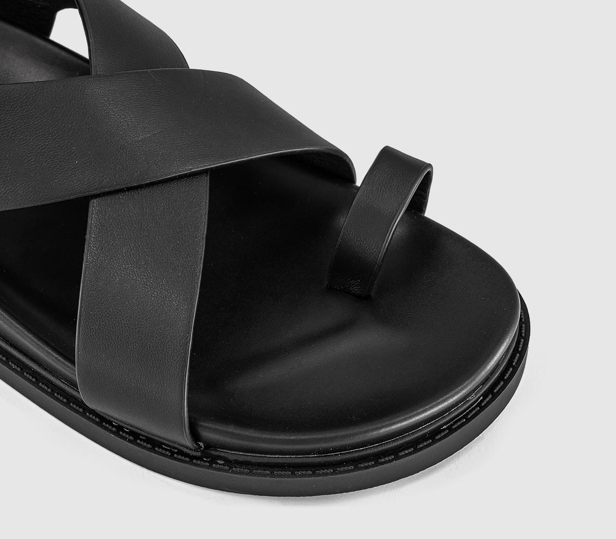 OFFICESimone Toe Loop Ankle Strap Footbed SandalsBlack