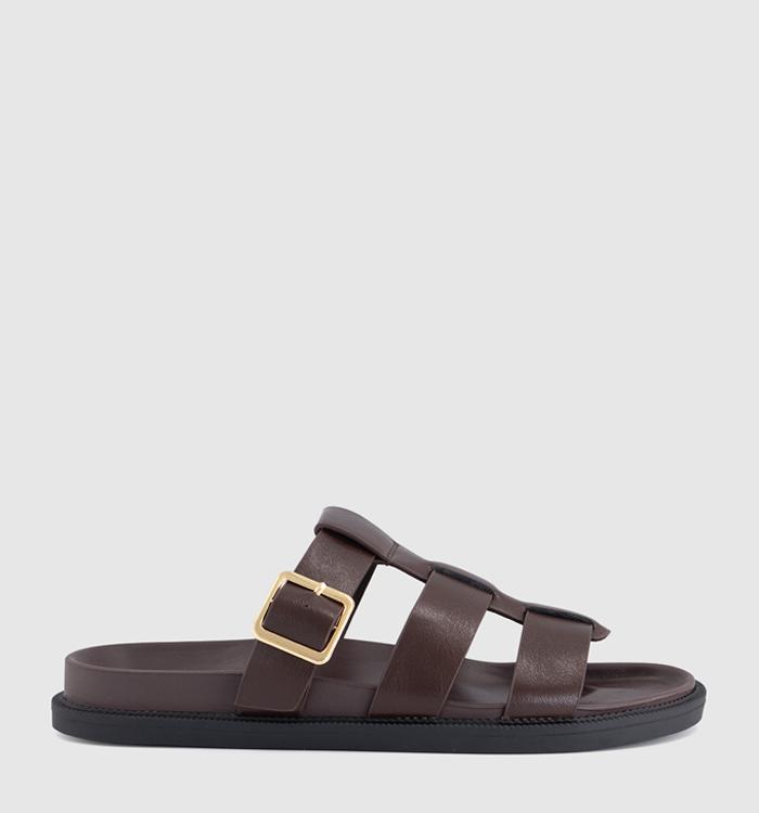 OFFICE Shanty Fisherman Footbed Sliders Brown