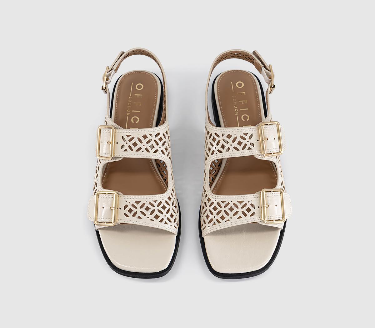 OFFICESienna Laser Cut Buckle Detail SandalsOff White