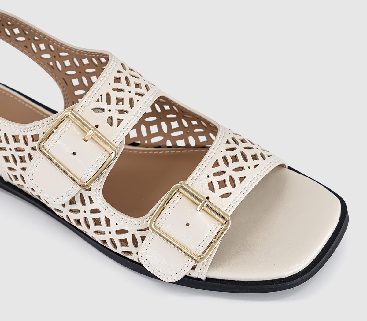 OFFICESienna Laser Cut Buckle Detail SandalsOff White