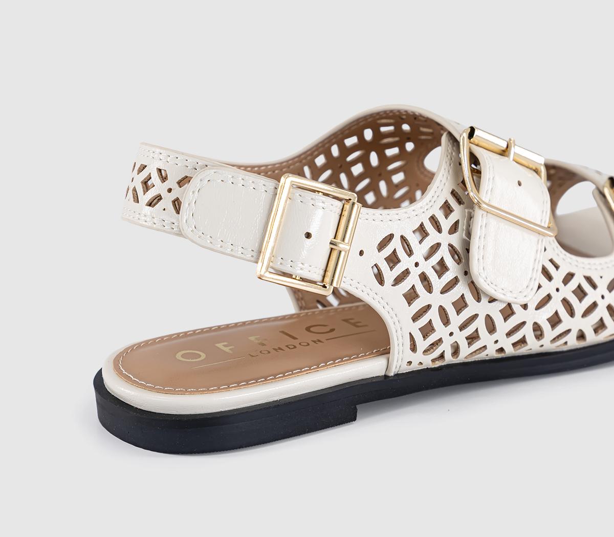 OFFICESienna Laser Cut Buckle Detail SandalsOff White