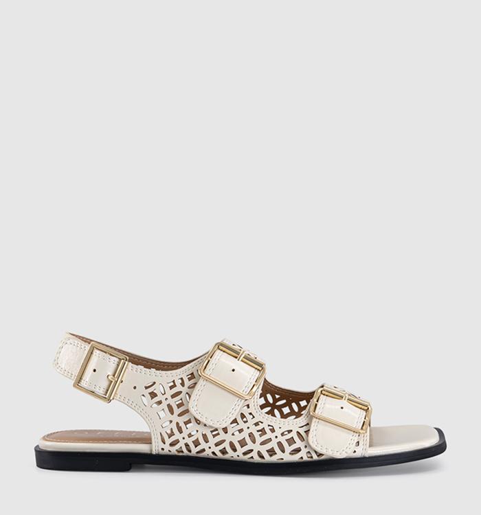 OFFICE Sienna Laser Cut Buckle Detail Sandals Off White