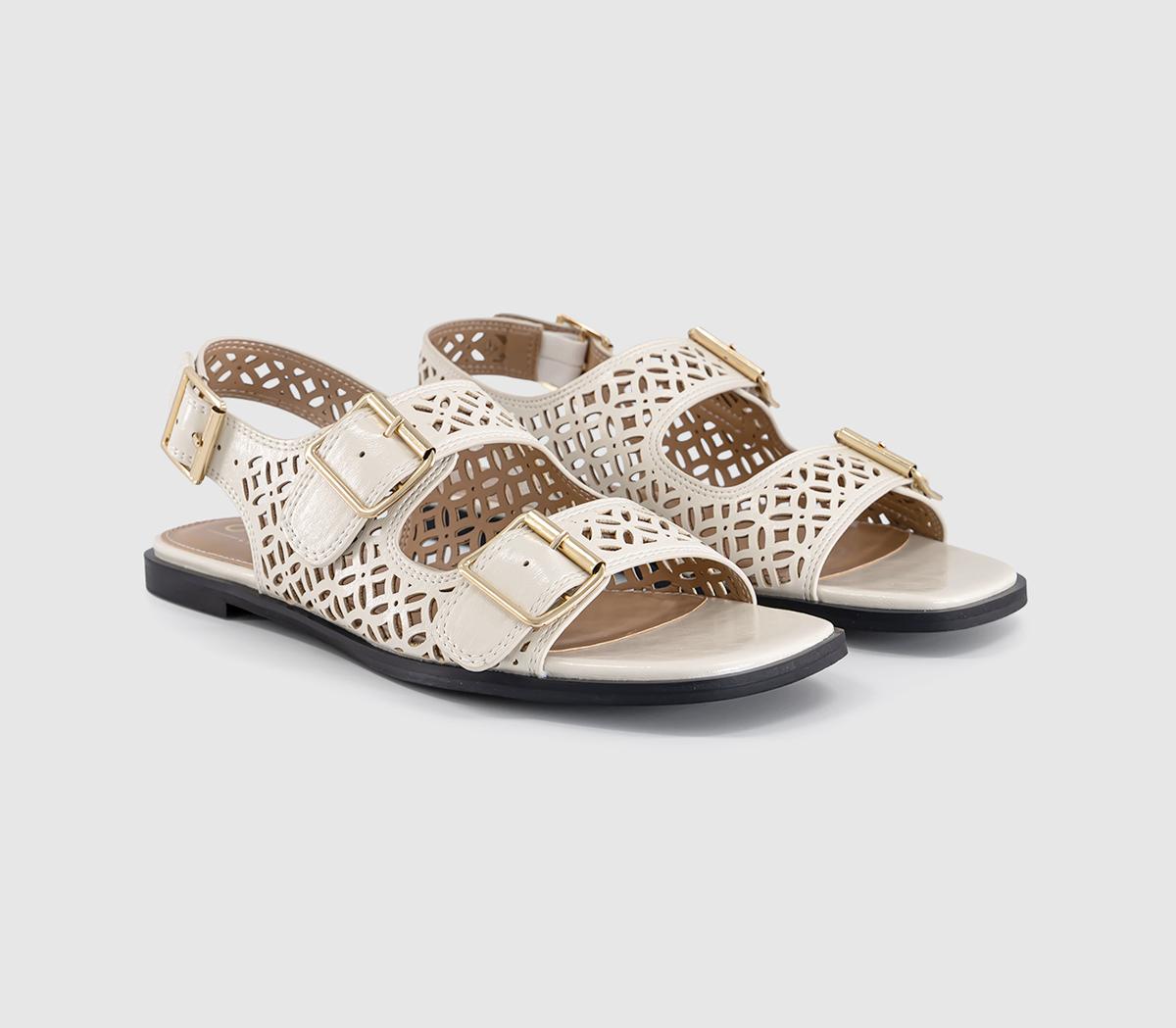 OFFICESienna Laser Cut Buckle Detail SandalsOff White