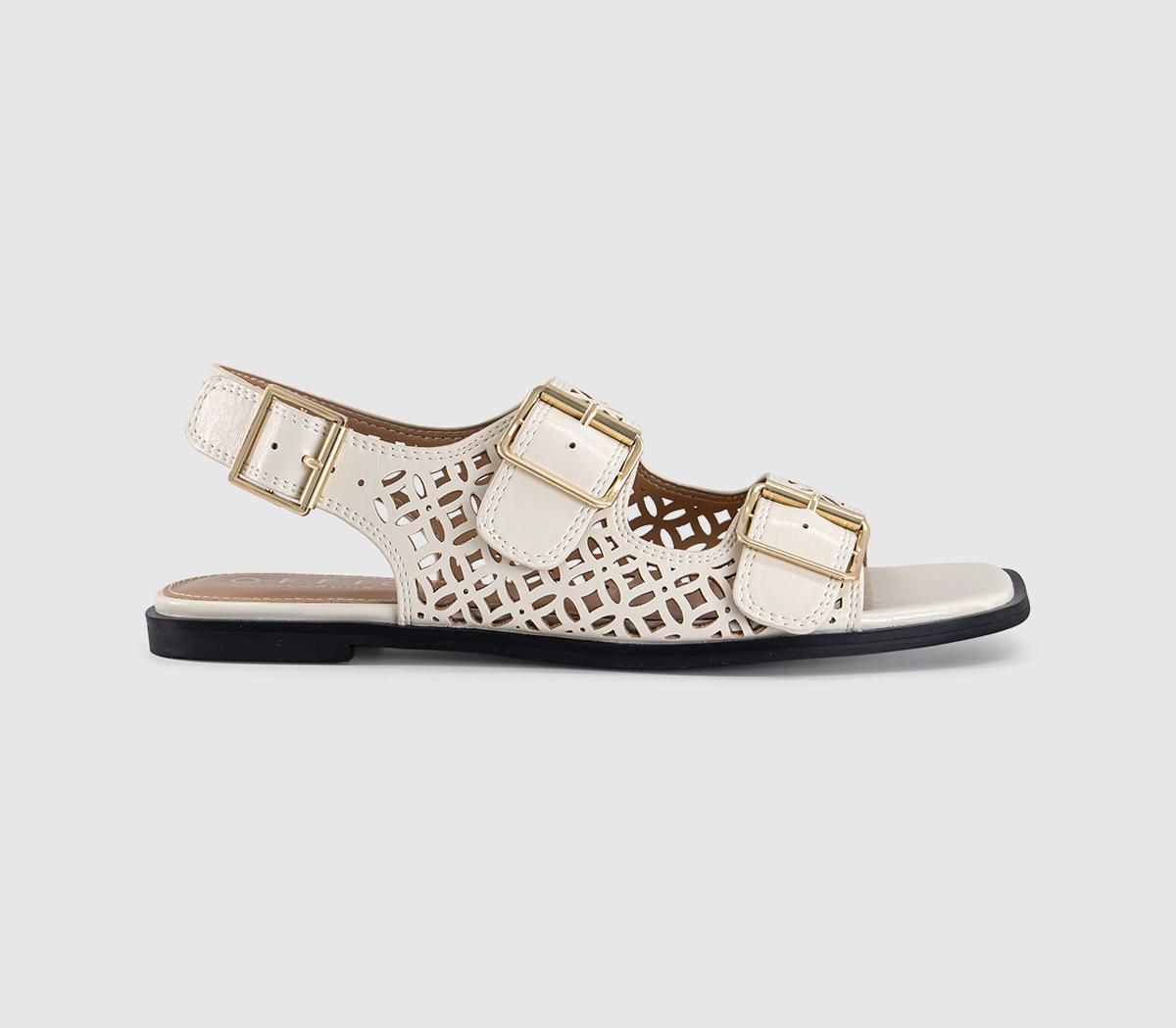 OFFICESienna Laser Cut Buckle Detail SandalsOff White