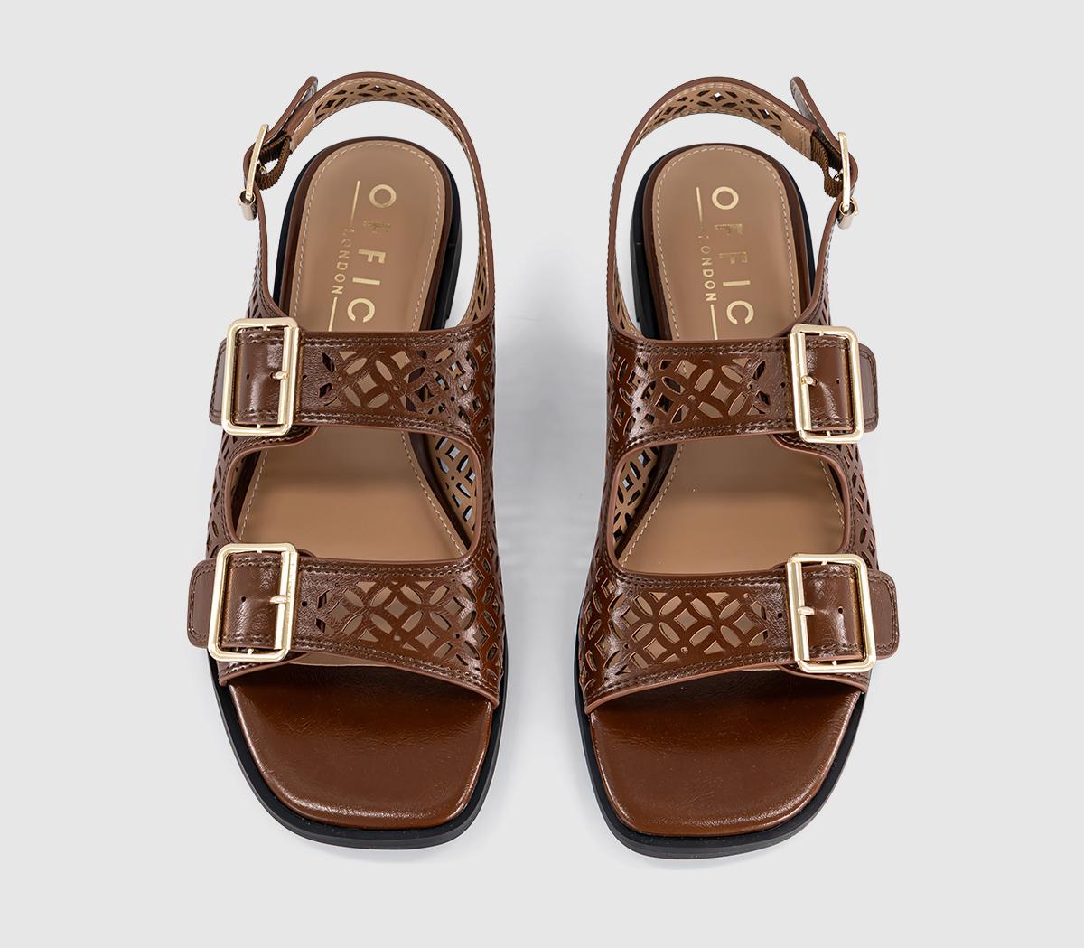 OFFICESienna Laser Cut Buckle Detail SandalsTan