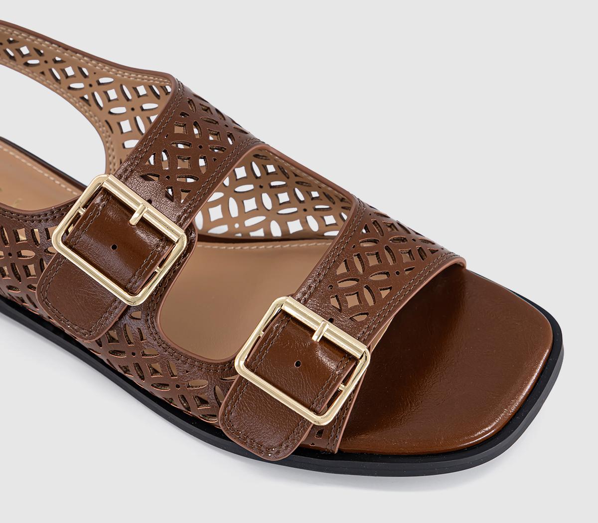 OFFICESienna Laser Cut Buckle Detail SandalsTan