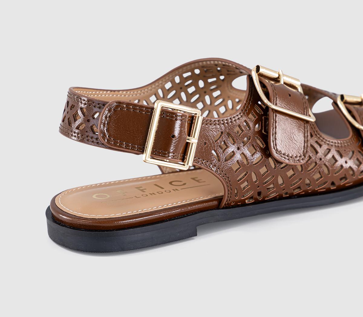 OFFICESienna Laser Cut Buckle Detail SandalsTan