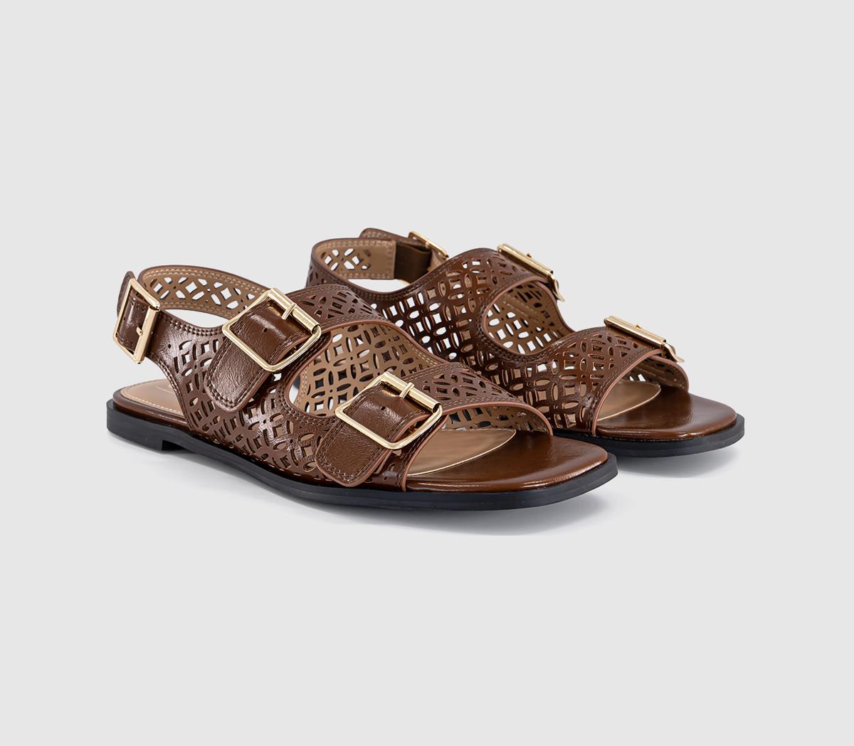 OFFICESienna Laser Cut Buckle Detail SandalsTan