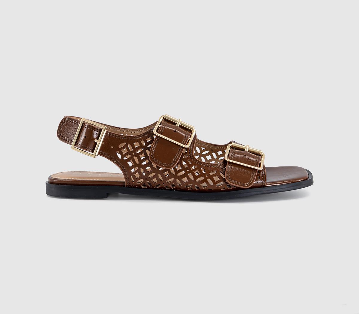 OFFICESienna Laser Cut Buckle Detail SandalsTan