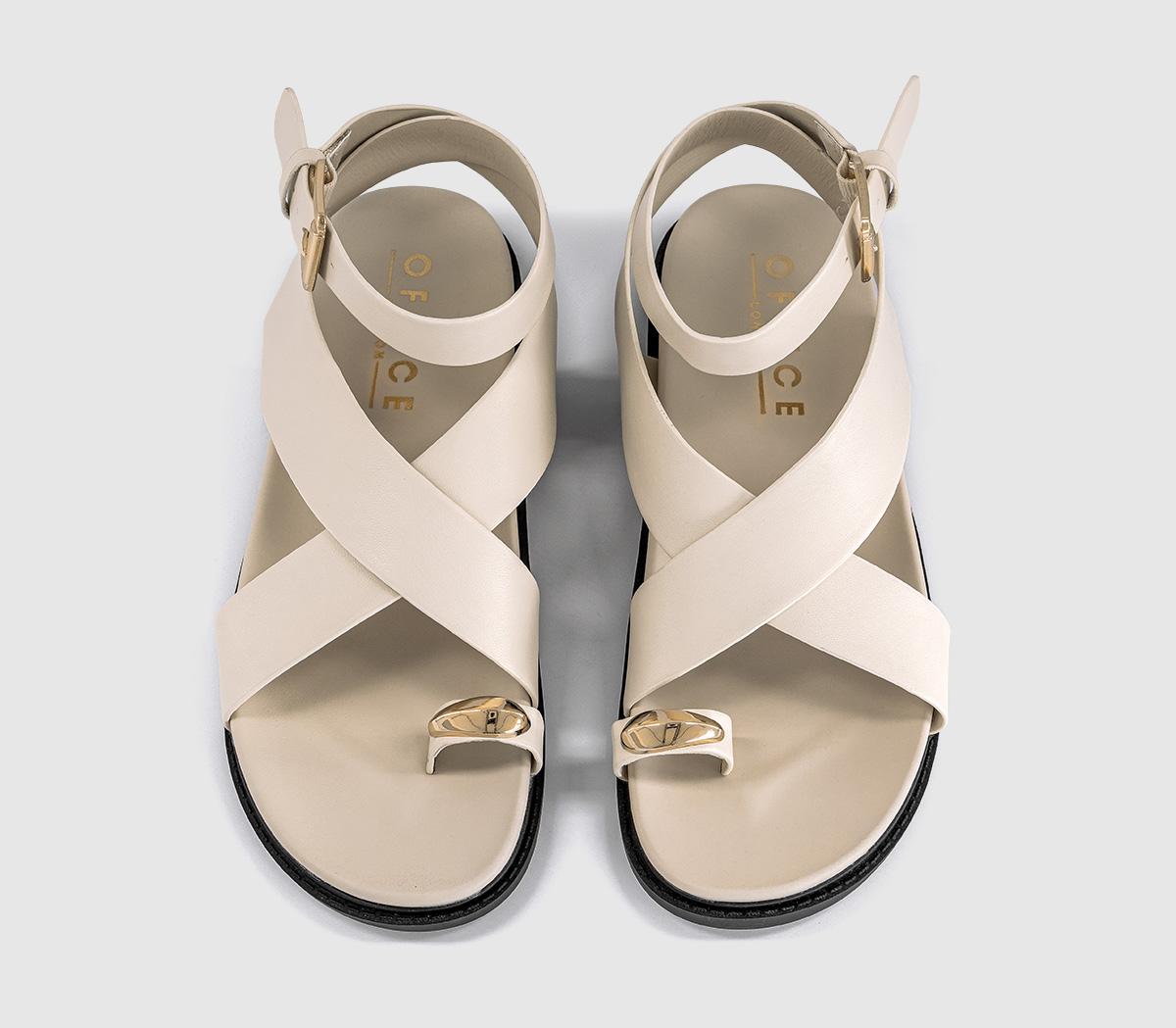 OFFICESkye Metal Trim Toe Loop Ankle Strap Footbed SandalsWhite