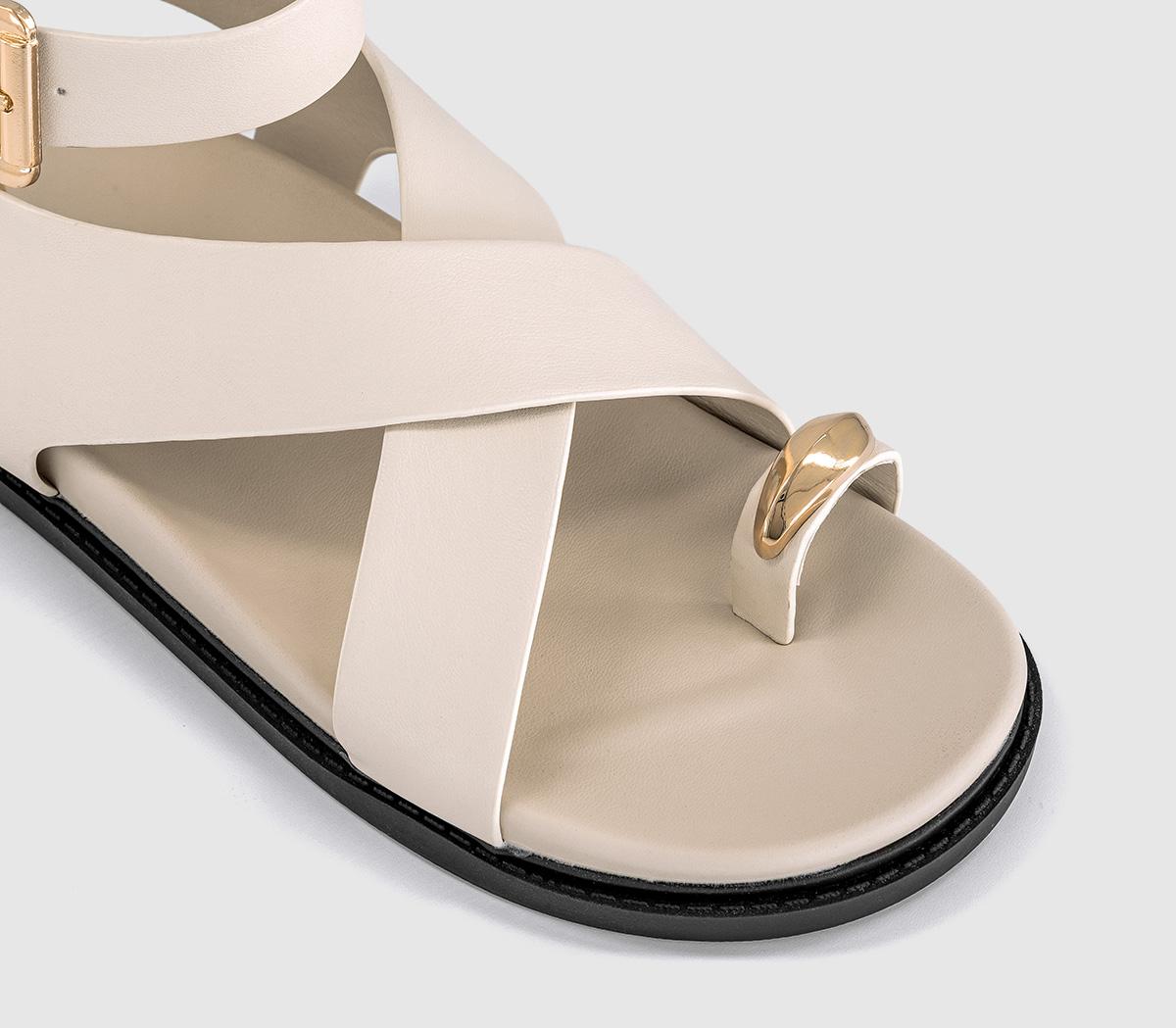 OFFICESkye Metal Trim Toe Loop Ankle Strap Footbed SandalsWhite