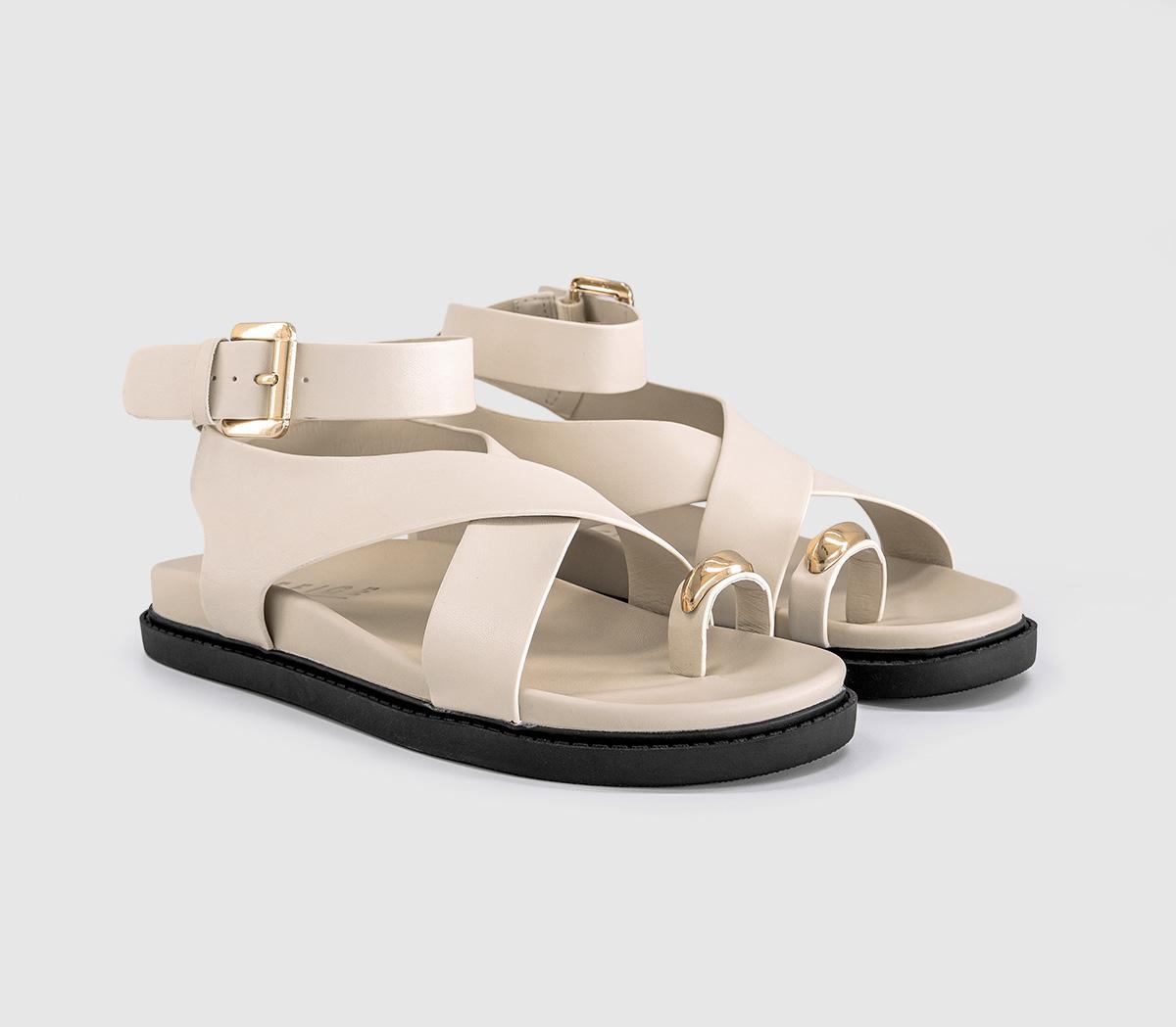 OFFICESkye Metal Trim Toe Loop Ankle Strap Footbed SandalsWhite