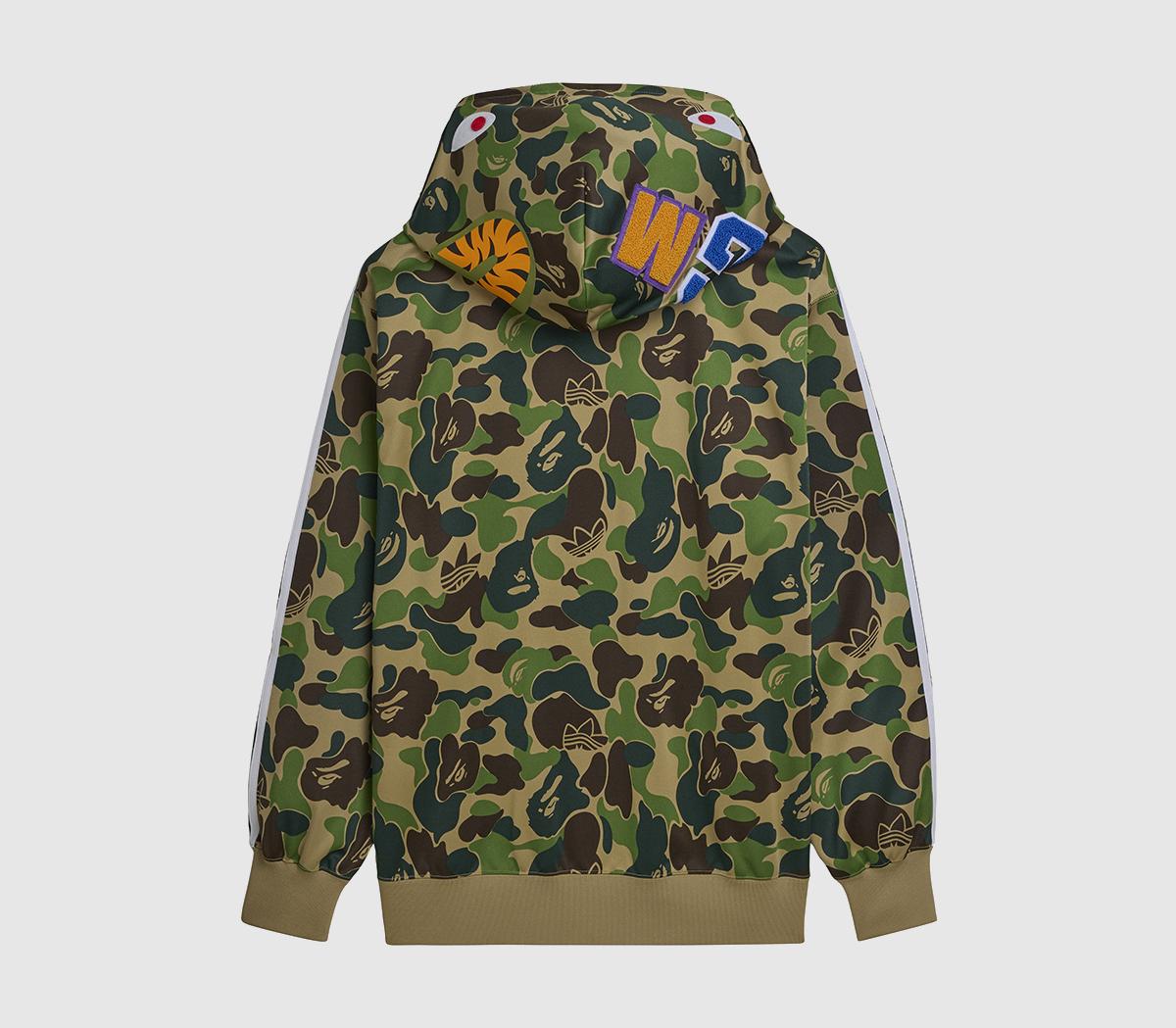 トップス BAPE X ADIDAS CAMO SHARK FULL ZIP HOODIE adidas adidas x BAPE Track Shark Hoodie Crew Green - Men's Clothing