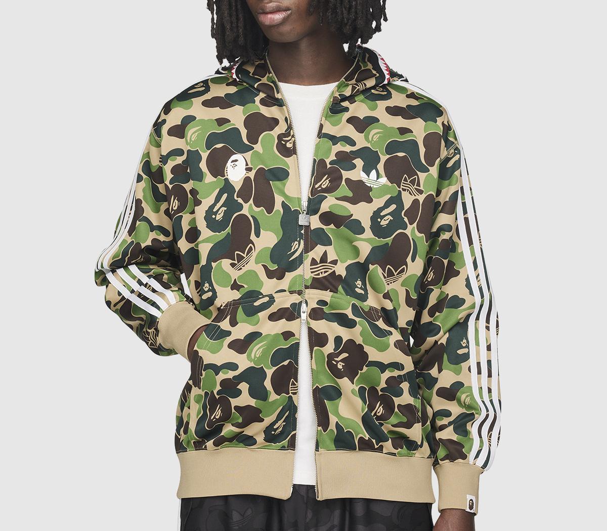 adidas adidas x BAPE Track Shark Hoodie Crew Green - Men's Clothing