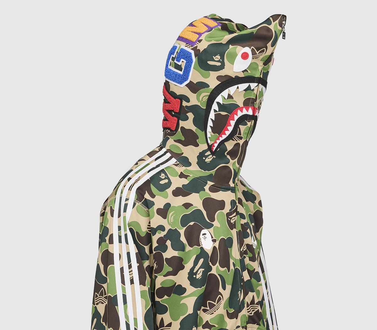 adidas adidas x BAPE Track Shark Hoodie Crew Green - Men's Clothing