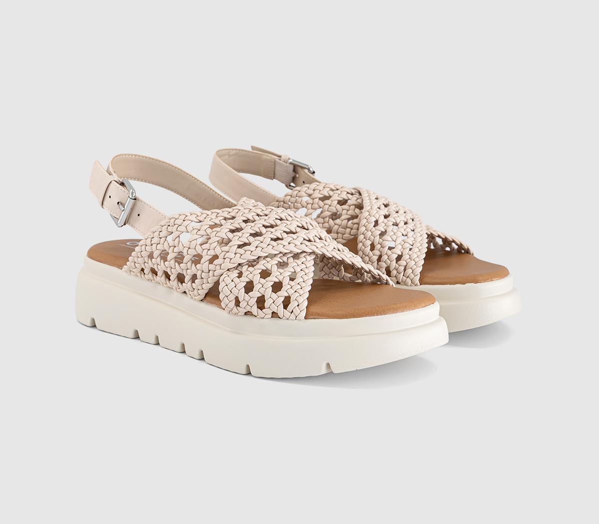 OFFICESuki Woven Cross Over Platform SandalsOff White