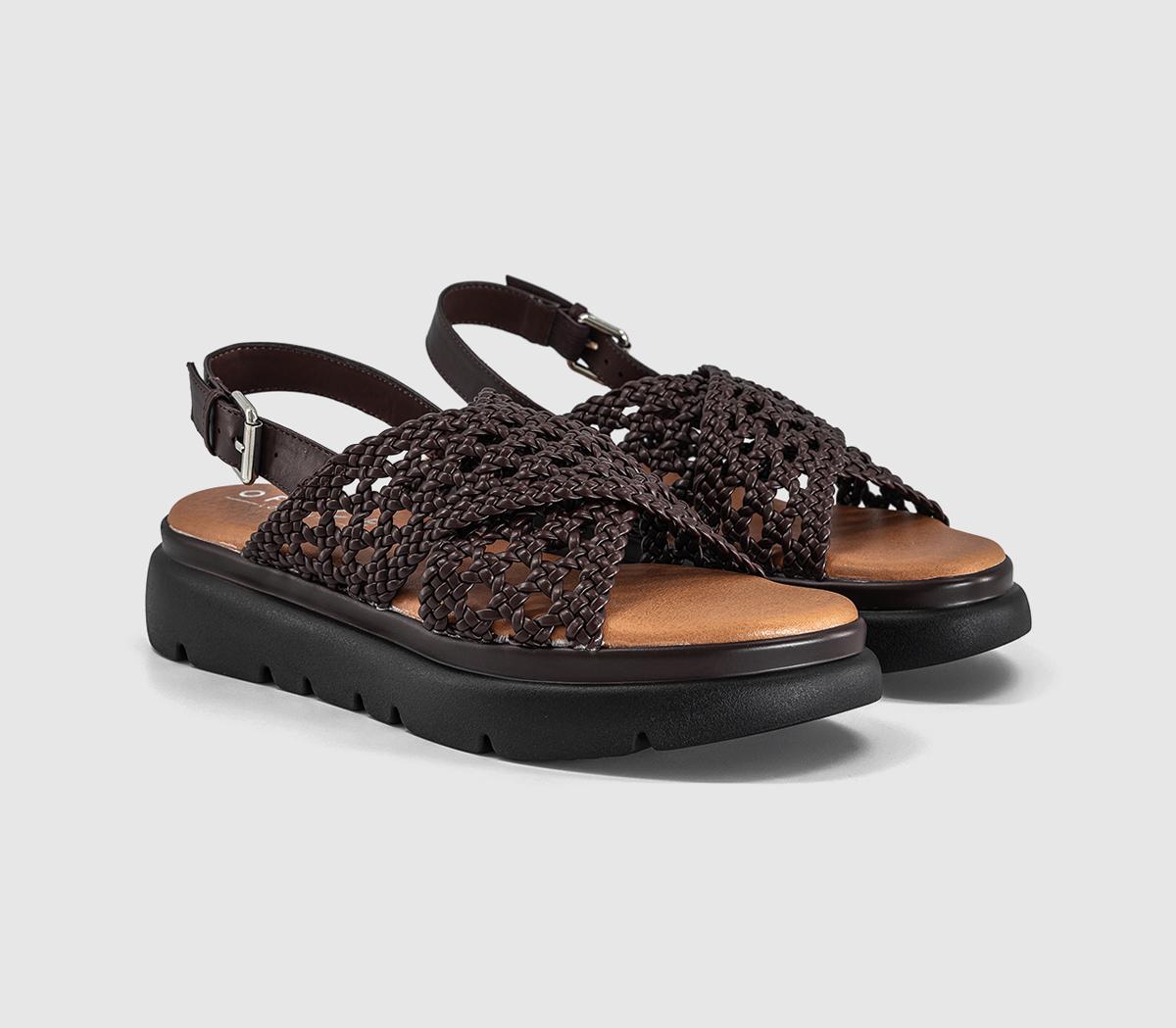 OFFICESuki Woven Cross Over Platform SandalsBrown