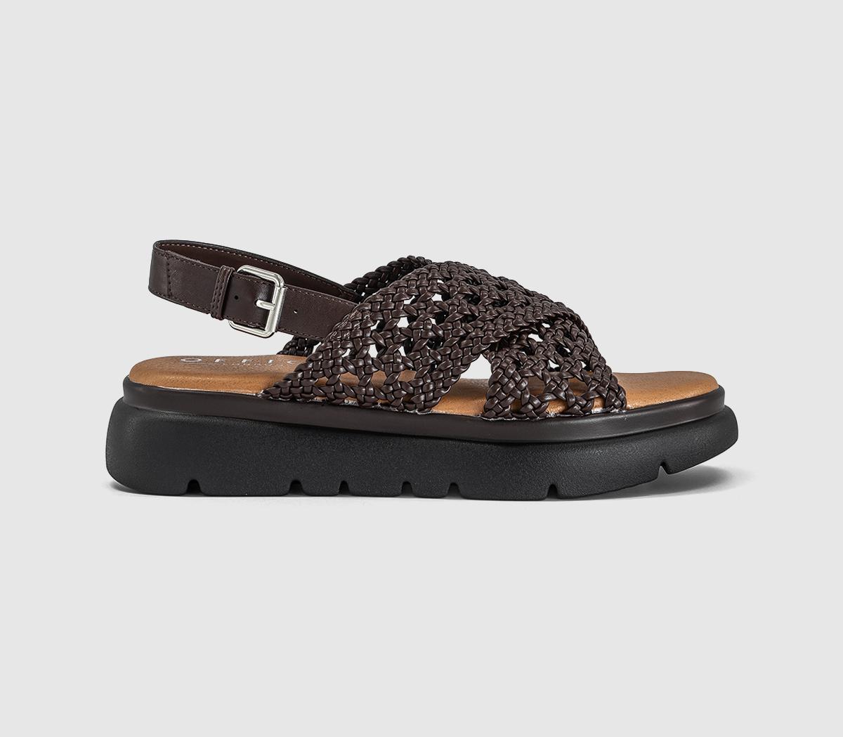 OFFICESuki Woven Cross Over Platform SandalsBrown