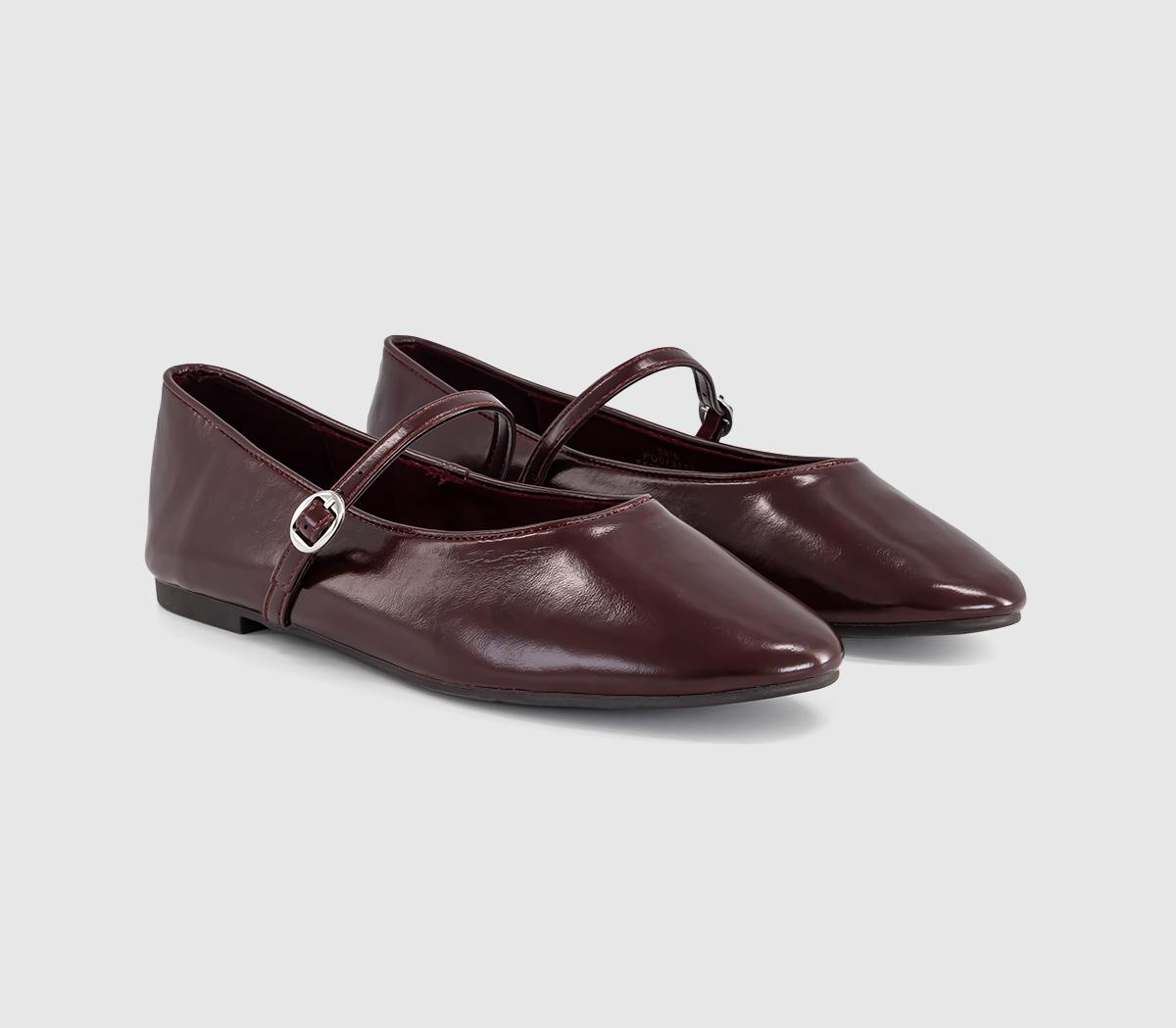 OFFICEFifi - Single Strap Mary Jane Ballet FlatsBurgundy