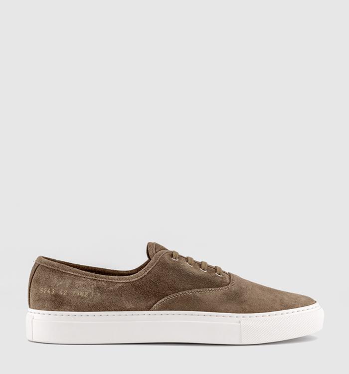 Common Projects Four Hole Slip On Trainers Tan Suede