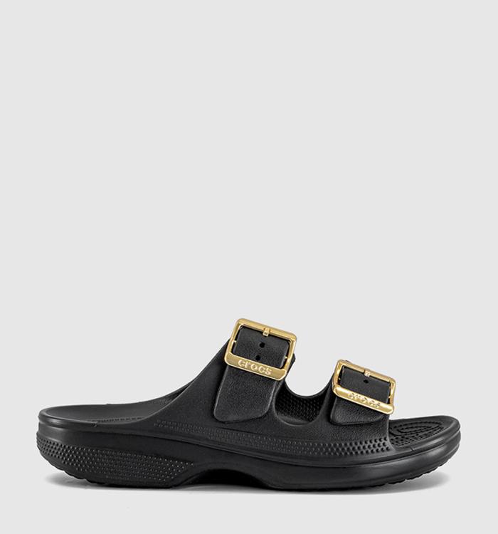 Crocs Classic Metallic Buckle Sandals Black Metallic