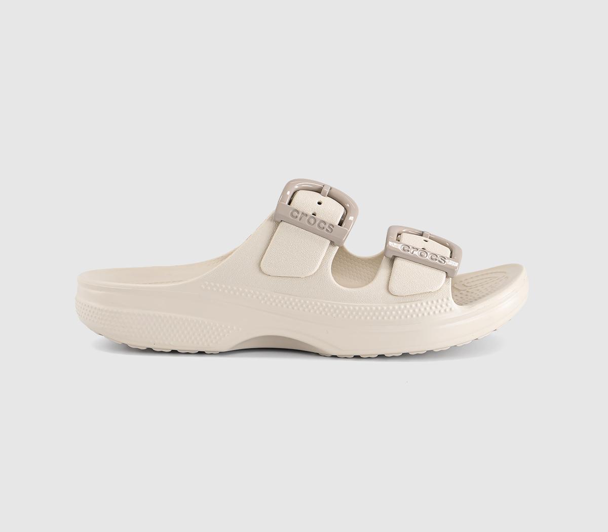 Crocs Saturday Two Strap Sandals Frappe Enamel Buckle  Natural in Women's Size 6, Office Shoes