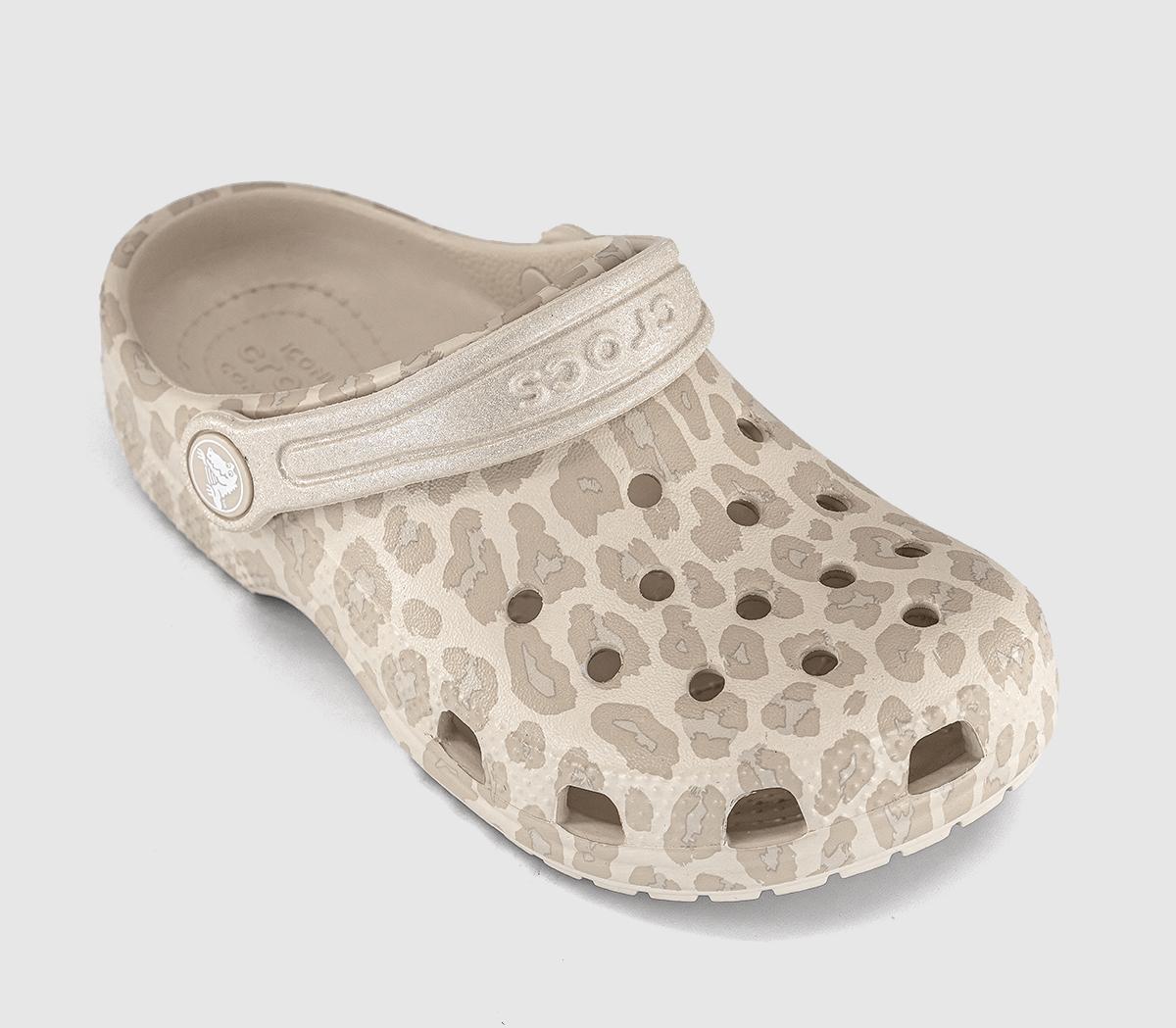 CrocsClassic Glitter Leopard Clogs KidsAlmond Tint