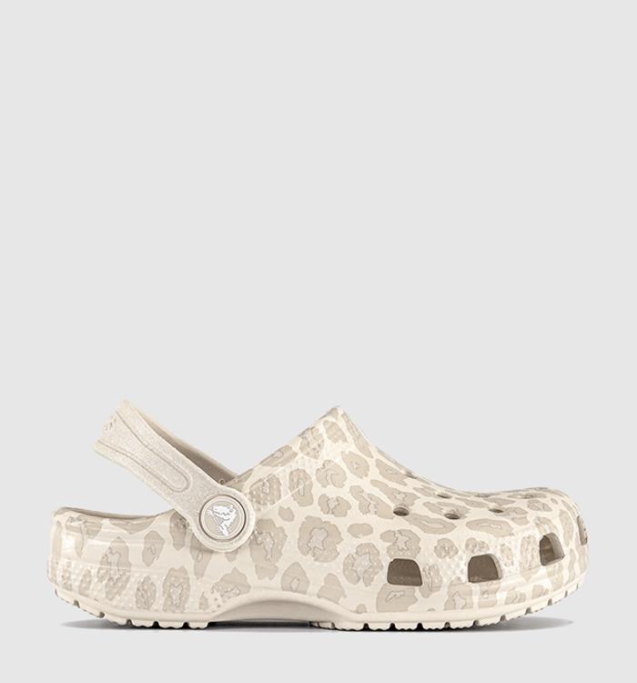 Crocs Classic Glitter Leopard Clogs Kids Almond Tint