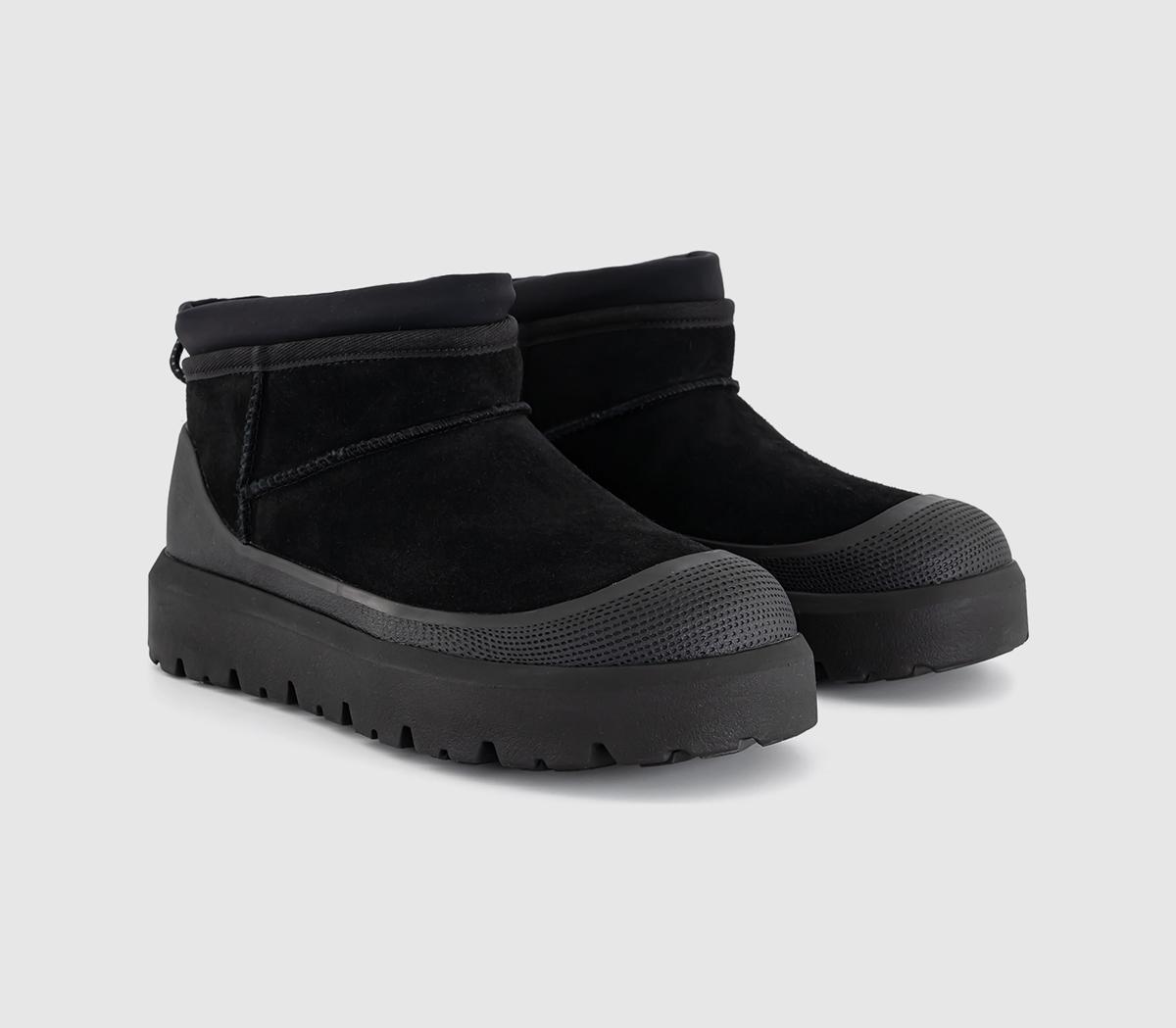 UGG Classic Ultra Mini Weather Hybrid Boots Black - Flat Shoes for