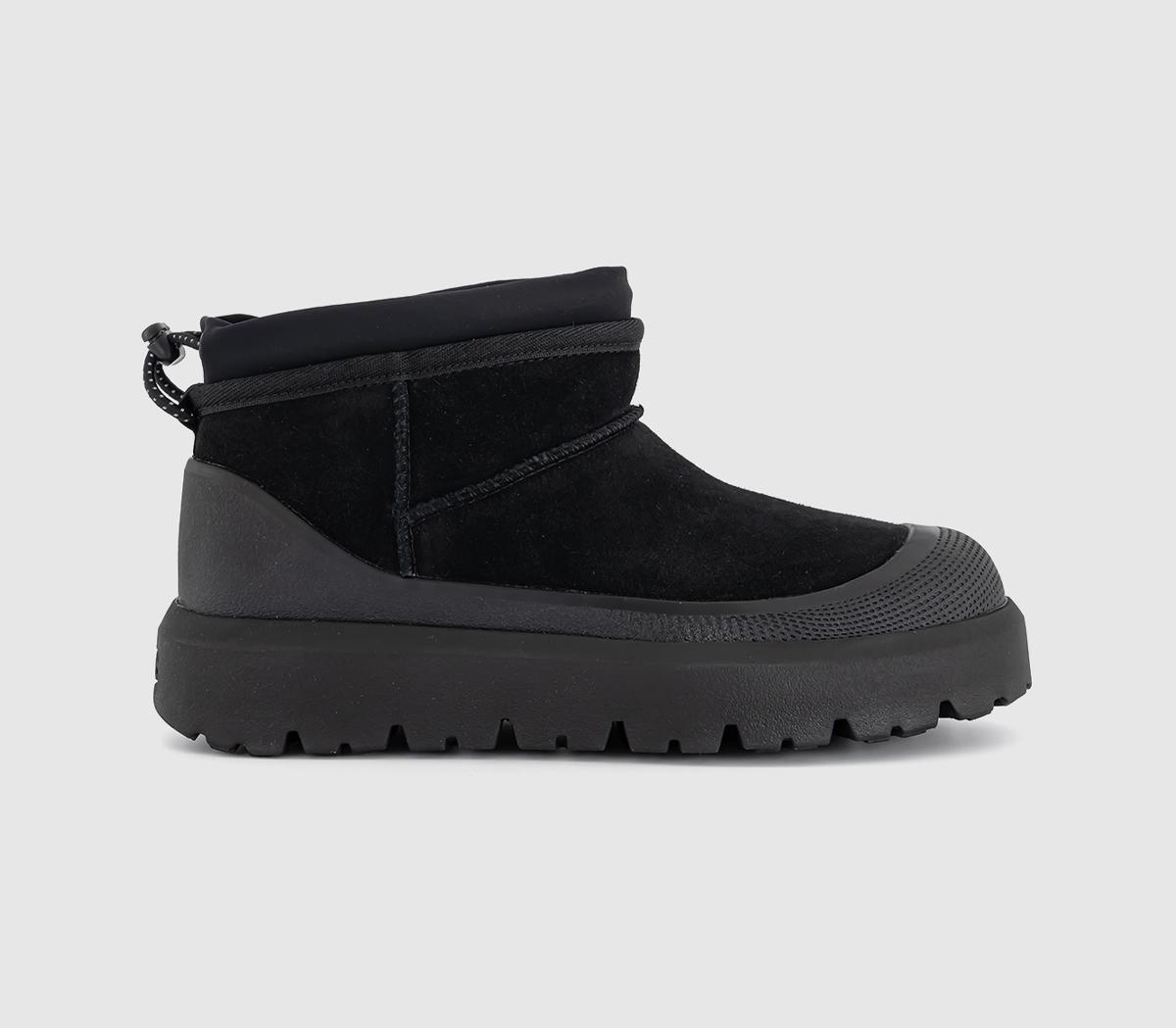 UGG Classic Ultra Mini Weather Hybrid Boots Black - Flat Shoes for