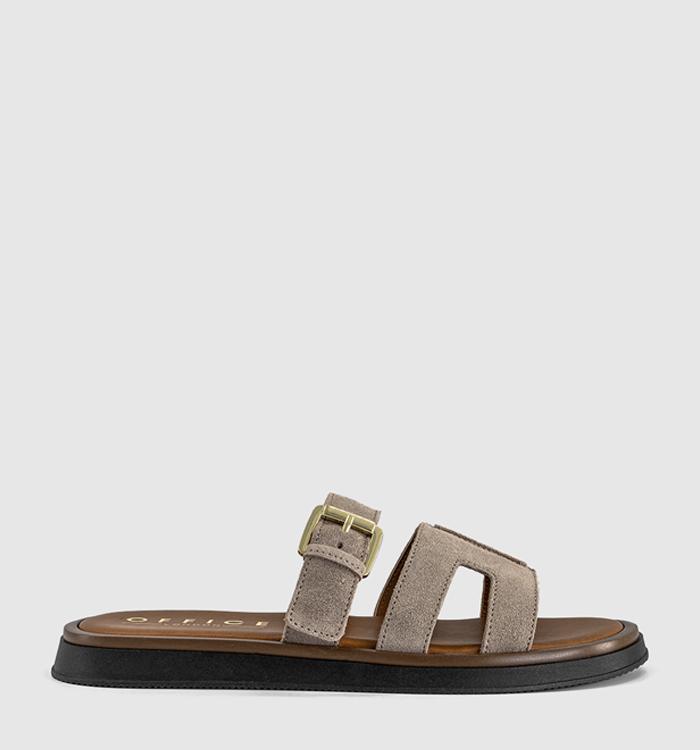 OFFICE Sullie Cut Out Buckle Sandals Taupe Suede