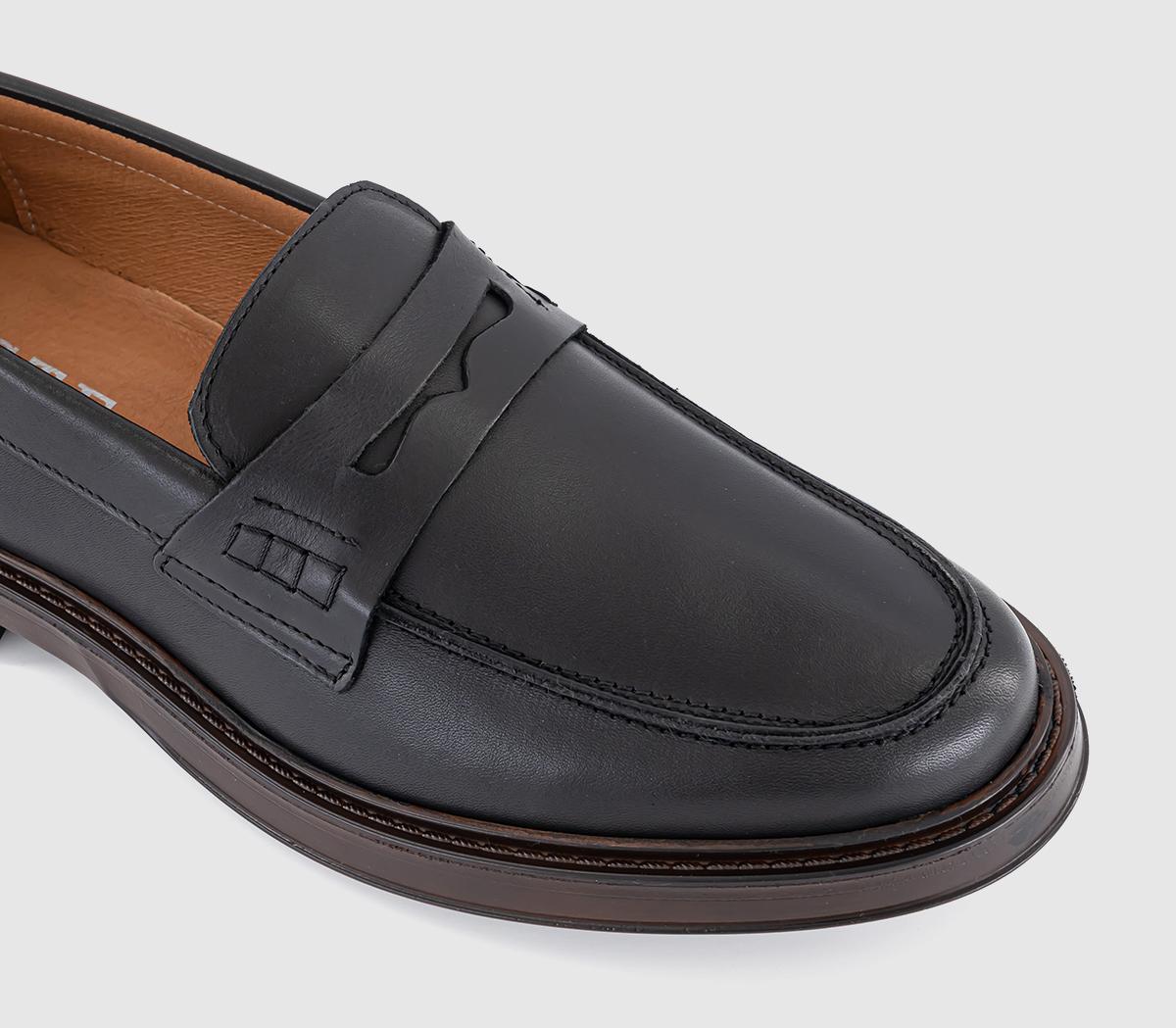 Poste Perry Saddle Loafers Black Leather - Men's Smart Shoes