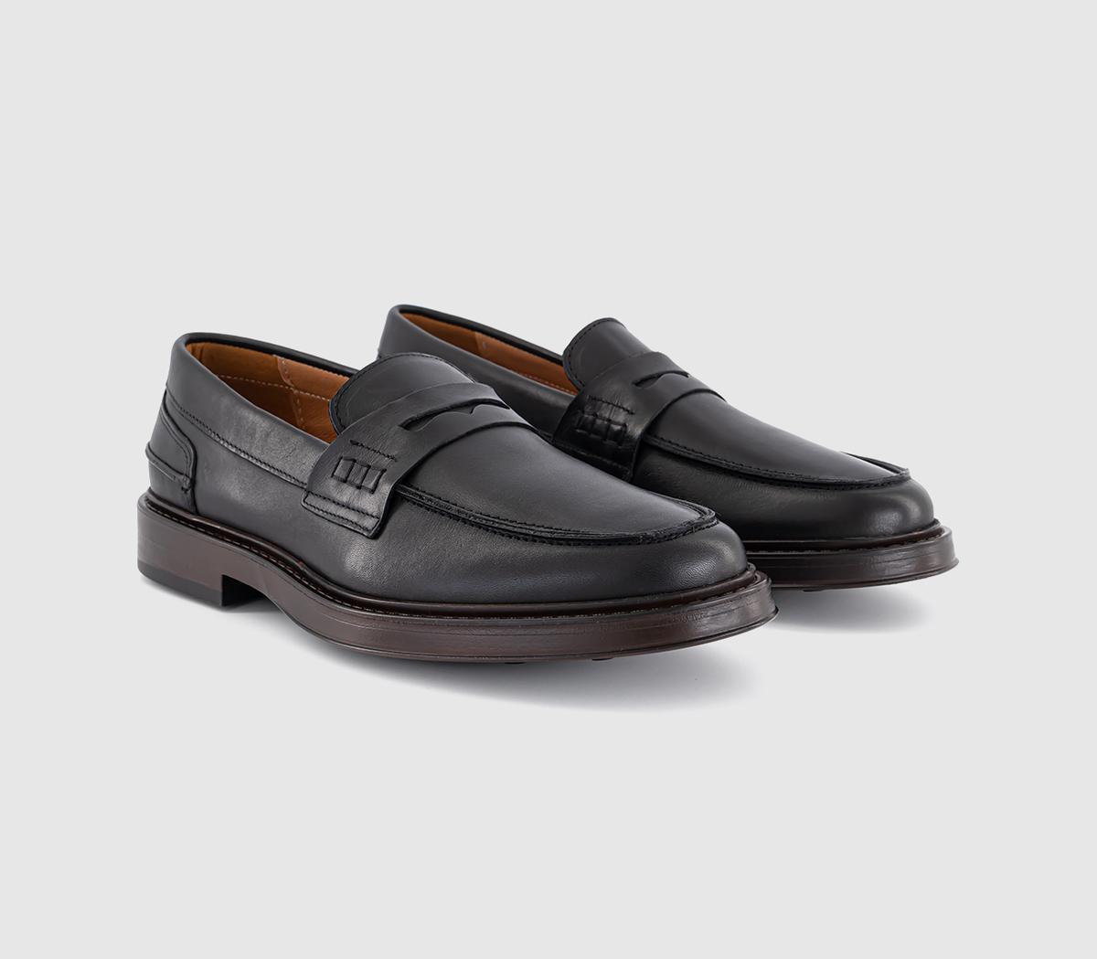 Poste Perry Saddle Loafers Black Leather - Men's Smart Shoes