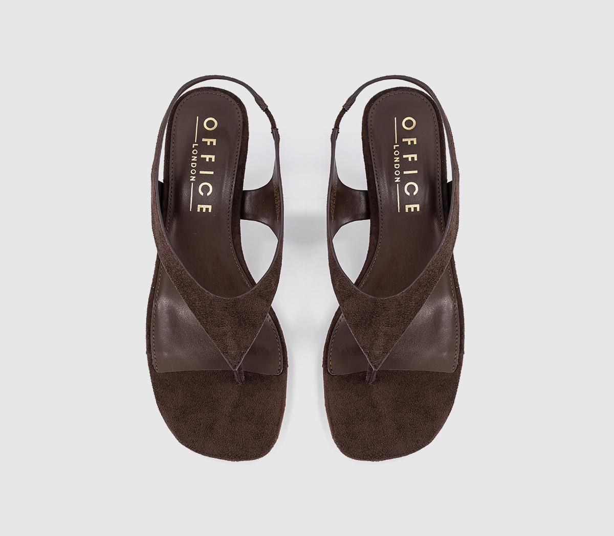 OFFICEMimi Toe Post Slingback HeelsBrown Faux Suede