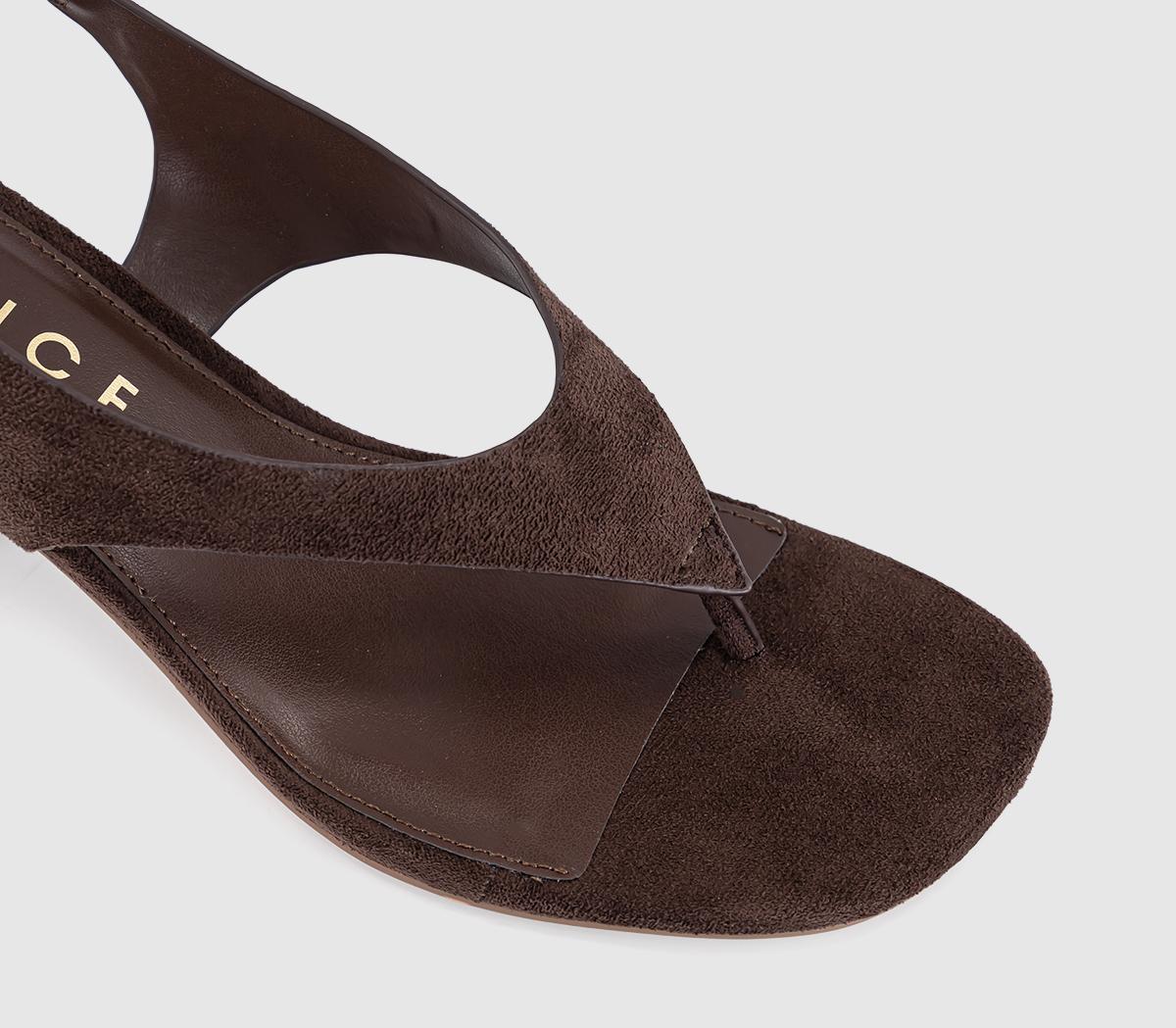 OFFICEMimi Toe Post Slingback HeelsBrown Faux Suede