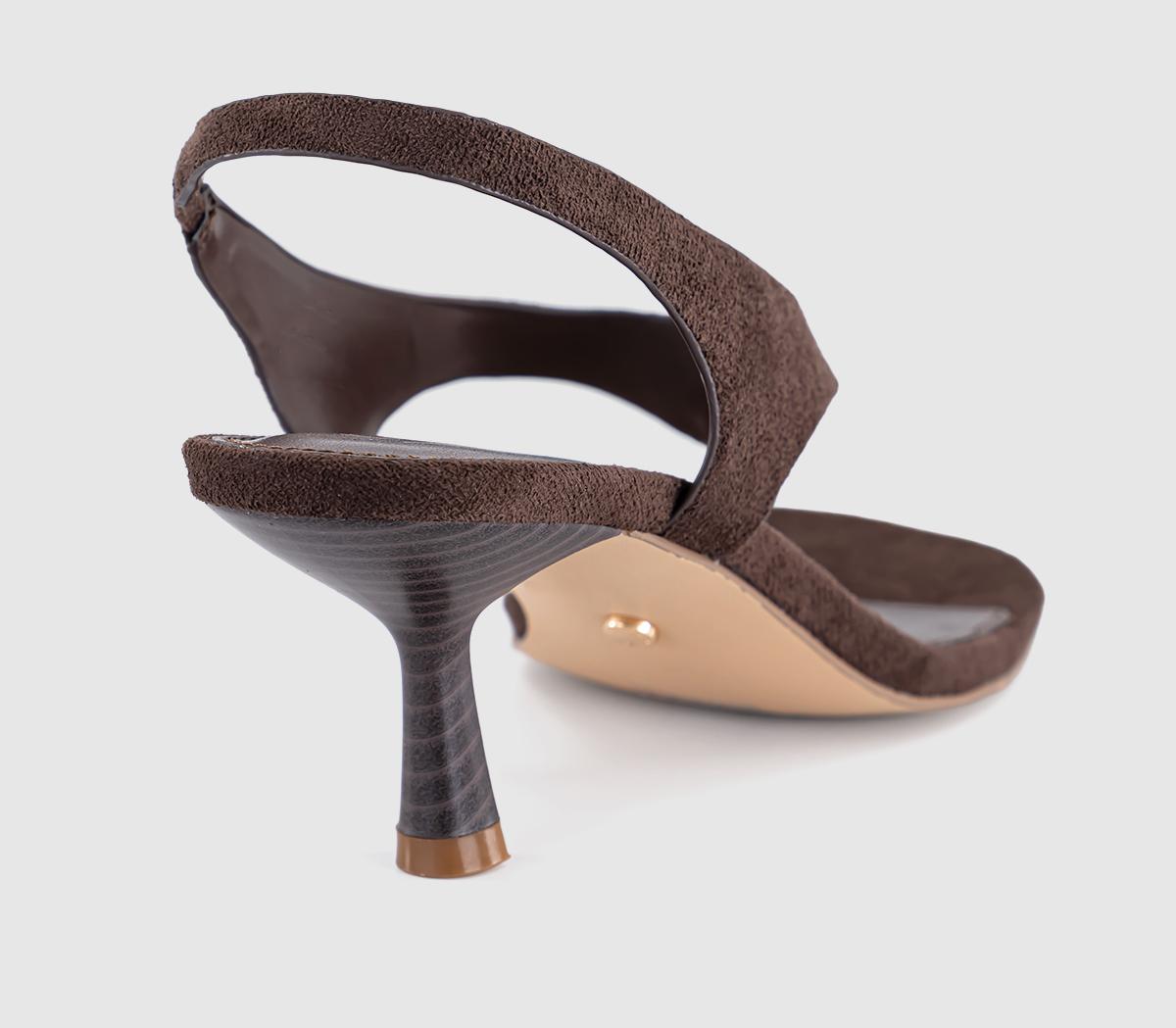 OFFICEMimi Toe Post Slingback HeelsBrown Faux Suede
