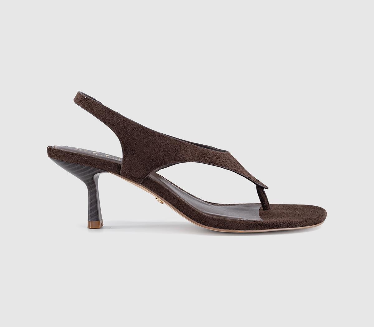 OFFICEMimi Toe Post Slingback HeelsBrown Faux Suede