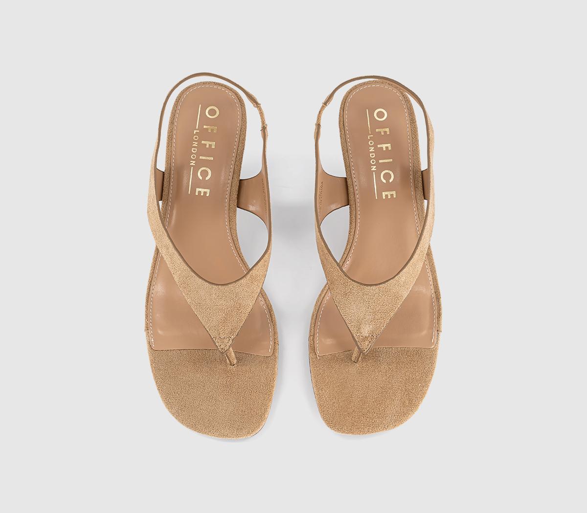 OFFICEMimi Toe Post Slingback HeelsTaupe Faux Suede