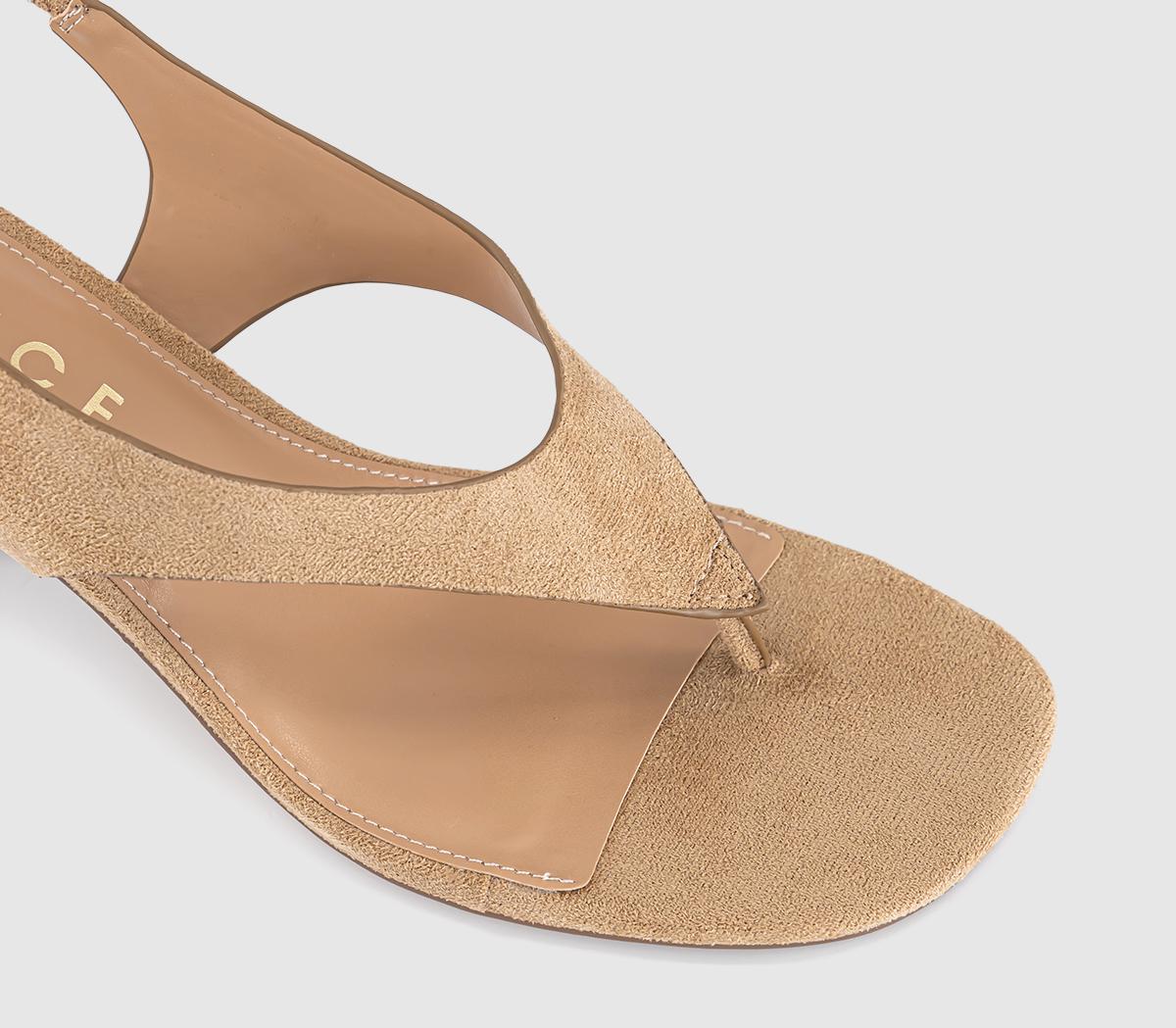 OFFICEMimi Toe Post Slingback HeelsTaupe Faux Suede