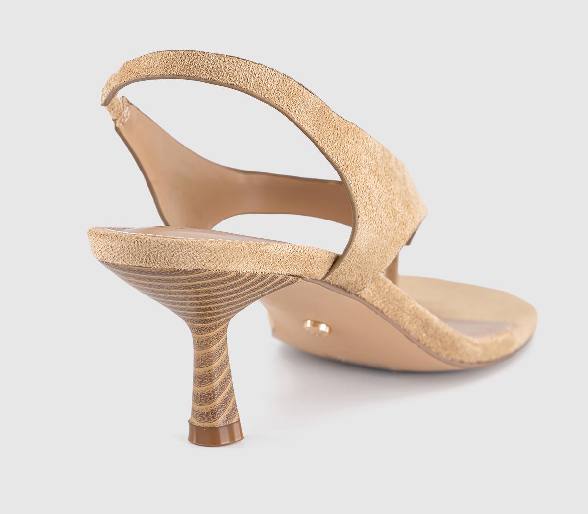 OFFICEMimi Toe Post Slingback HeelsTaupe Faux Suede